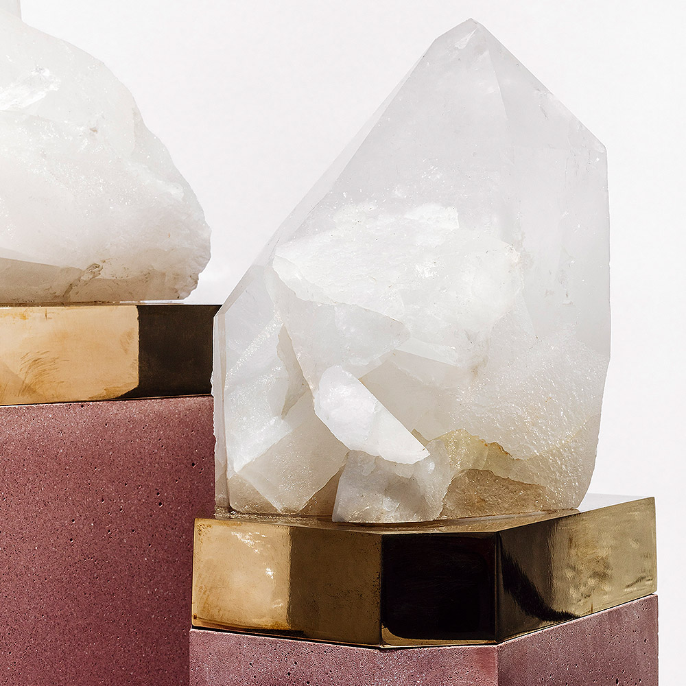 Crystal floor lamp with concrete base