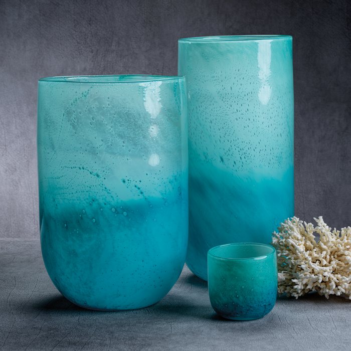 Frosted Glass Pillar Turquoise | Interior Design, Furniture & Home Decor Online Store. Unique Accents Decor. Gift Cards Available | Colors of Design, Interior Design Services